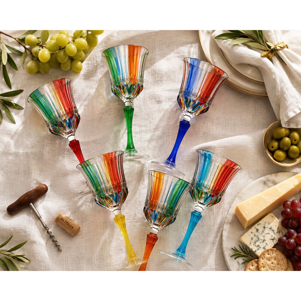 CC Zecchin Swatch Italian Crystal Wine Glasses Set of 6